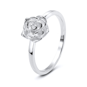 Delicate Rose Flower Silver Ring NSR-3187